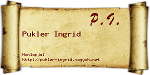 Pukler Ingrid névjegykártya